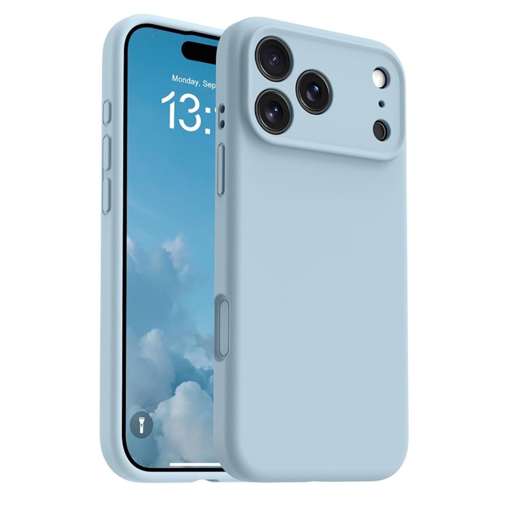 Sky Blue Silicone Phone Case 17 pro max